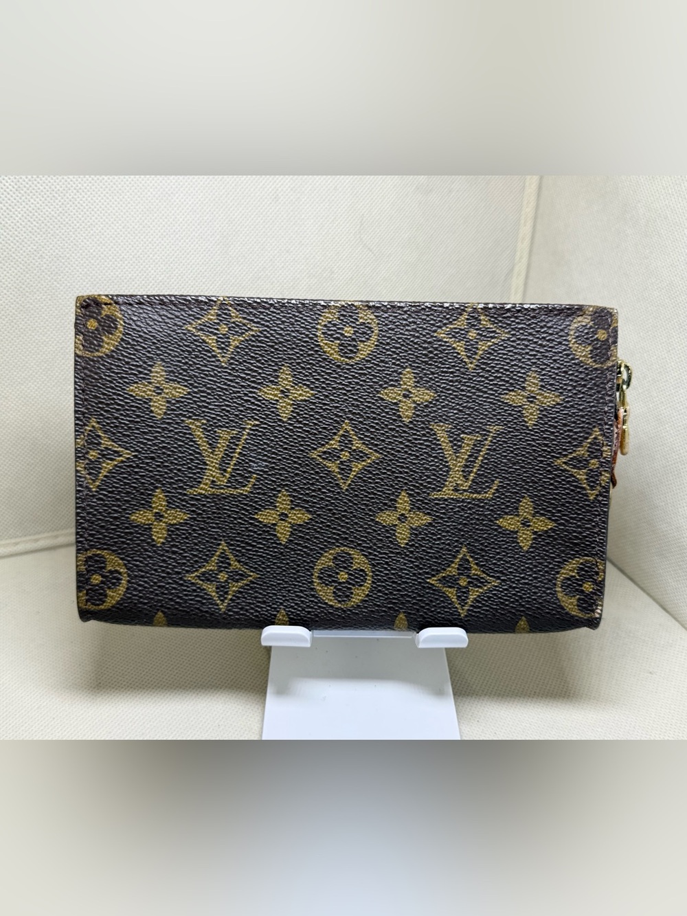 LOUIS VUITTON Logo BUCKET PM Pouch Bag Monogram Leather Brown France 05FA374